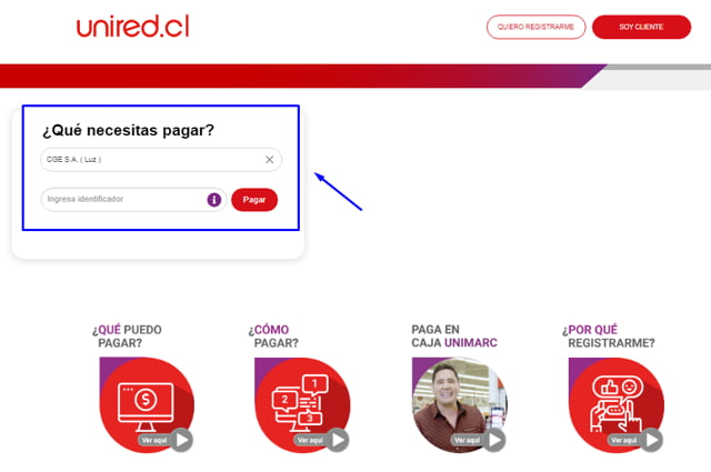 Cómo pagar CGE por UNIRED