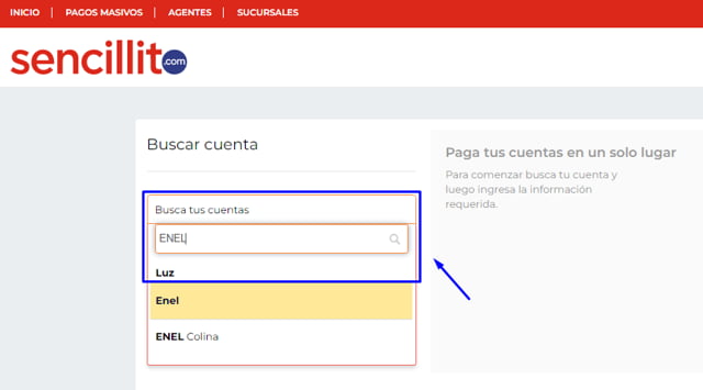 Cómo pagar ENEL en Sencillito