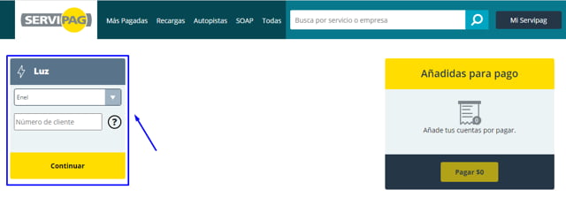 Cómo pagar ENEL en Servipag con RUT 2