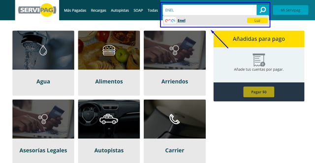Cómo pagar ENEL en Servipag con RUT
