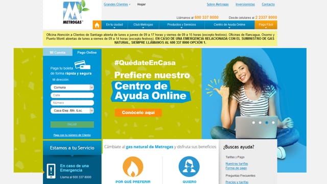 Metrogas con RUT en línea 1