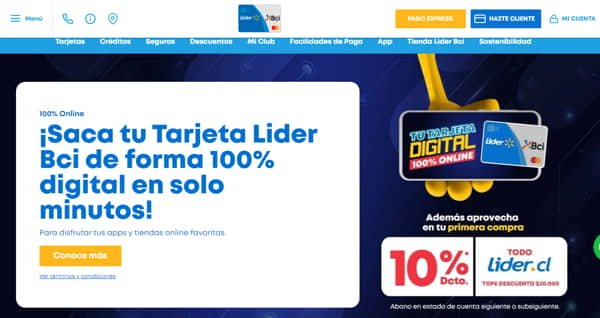Proceso de bloqueo de tarjeta Lider Bci online