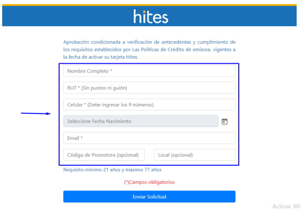 Cómo solicitar la Tarjeta Hites paso a paso 3